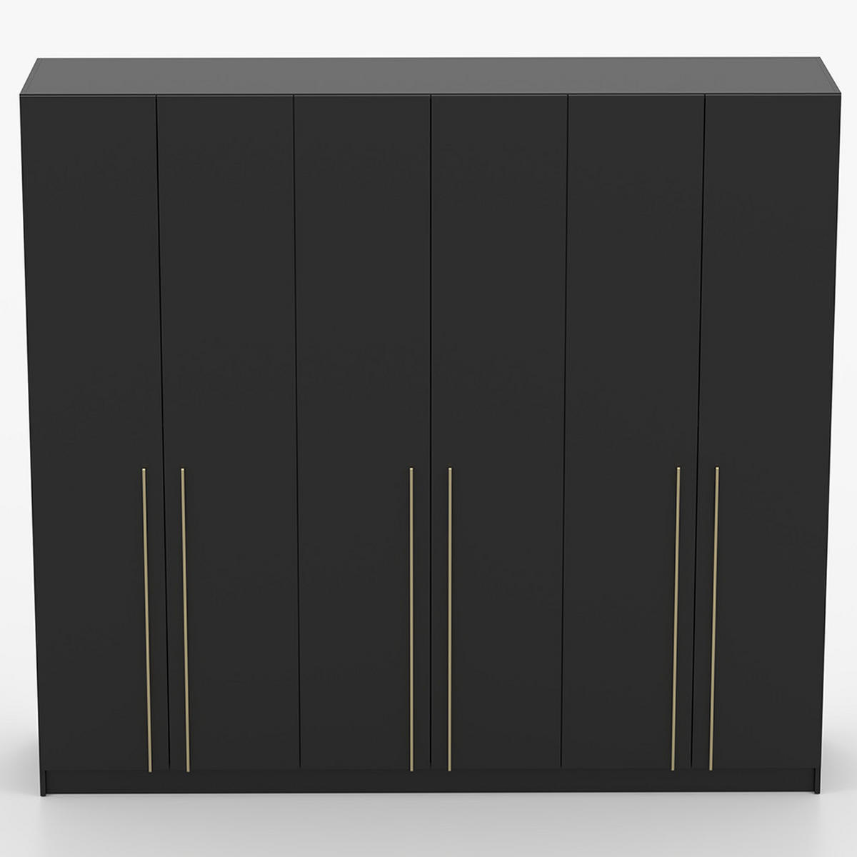 DREHTÜRENSCHRANK ROSA 6D 230/210/57 cm 6-türig Schwarz - Goldfarben/Schwarz, Holzwerkstoff/Metall (230/57/210cm) - imoebel24
