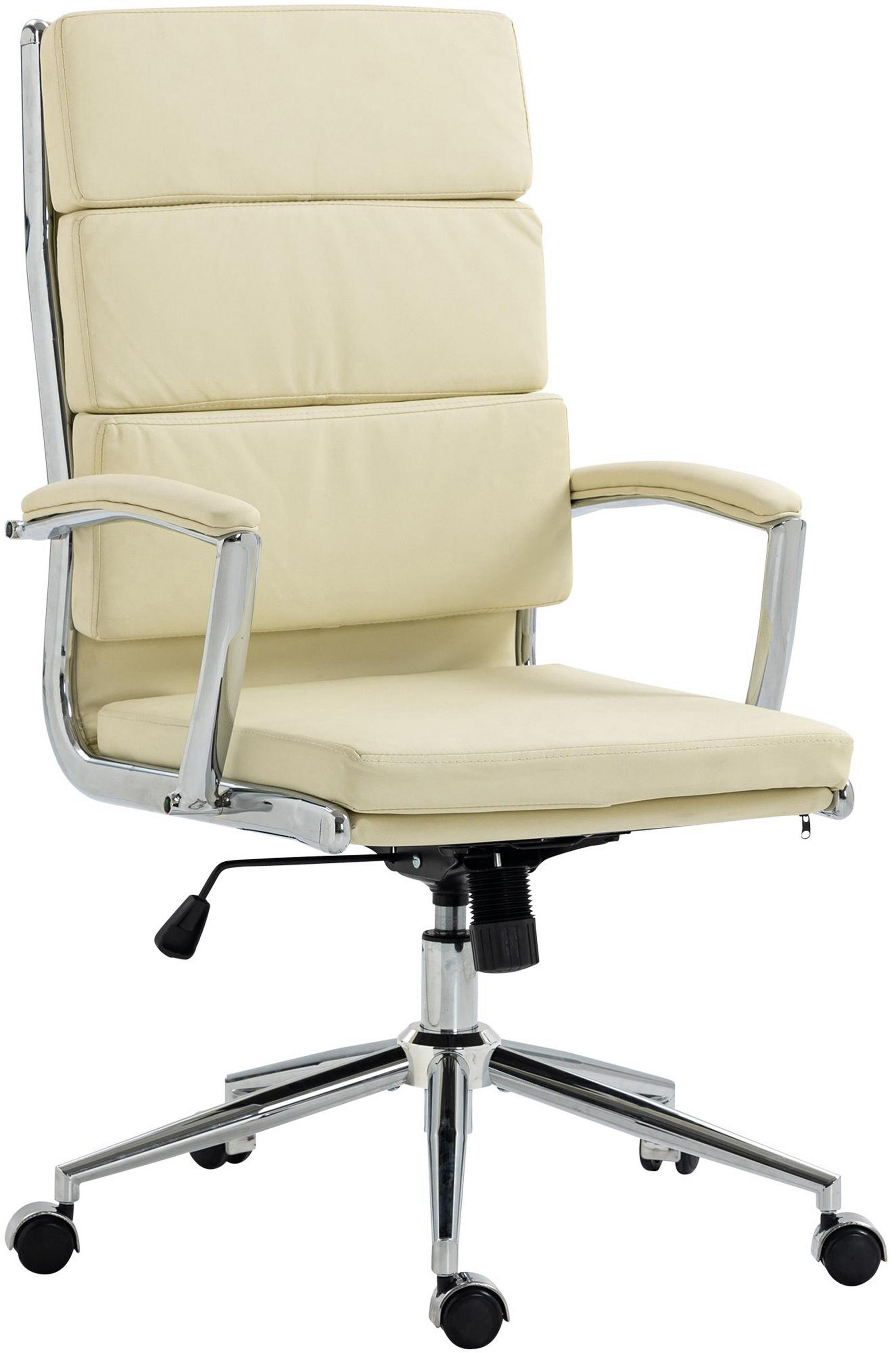 BÜROSTUHL Cyron Kunstleder creme - Chromfarben/Creme, Metall (61/115/65cm) - TPFLiving