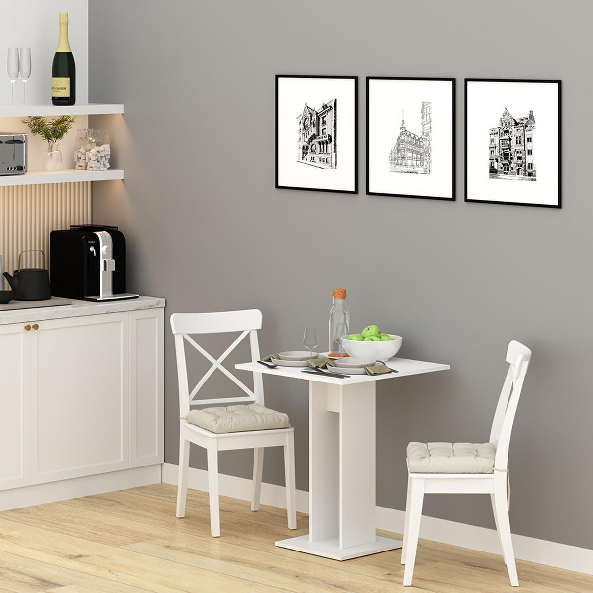 ESSTISCH Repose Weiß 65 x 65 cm - Weiß, Holzwerkstoff (65/65/78cm) - Vicco