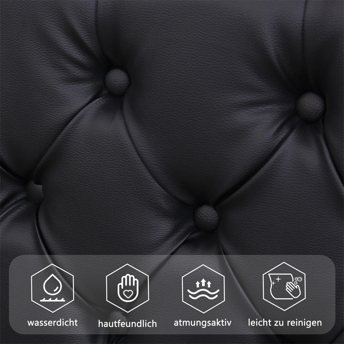 POLSTERBETT 180/200 cm in Schwarz PU mit LED-Beleuchtung - Schwarz, Holz/Textil (180/200cm) - KOMHTOM