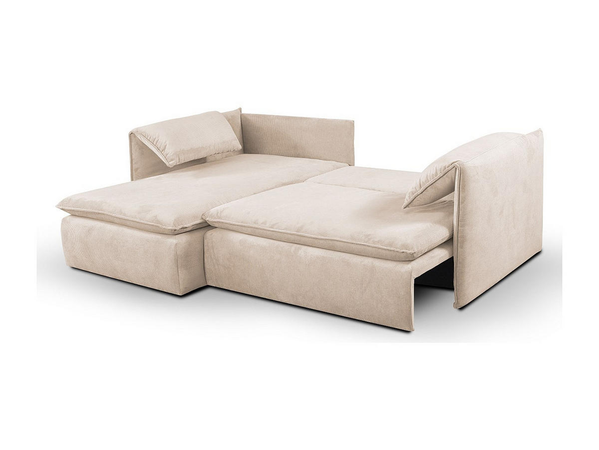 ECKSOFA mit Schlaffunktion - Ecke Links - Feincord - Beige - TEODORA - Beige, Textil (230/166cm) - Vente-Unique