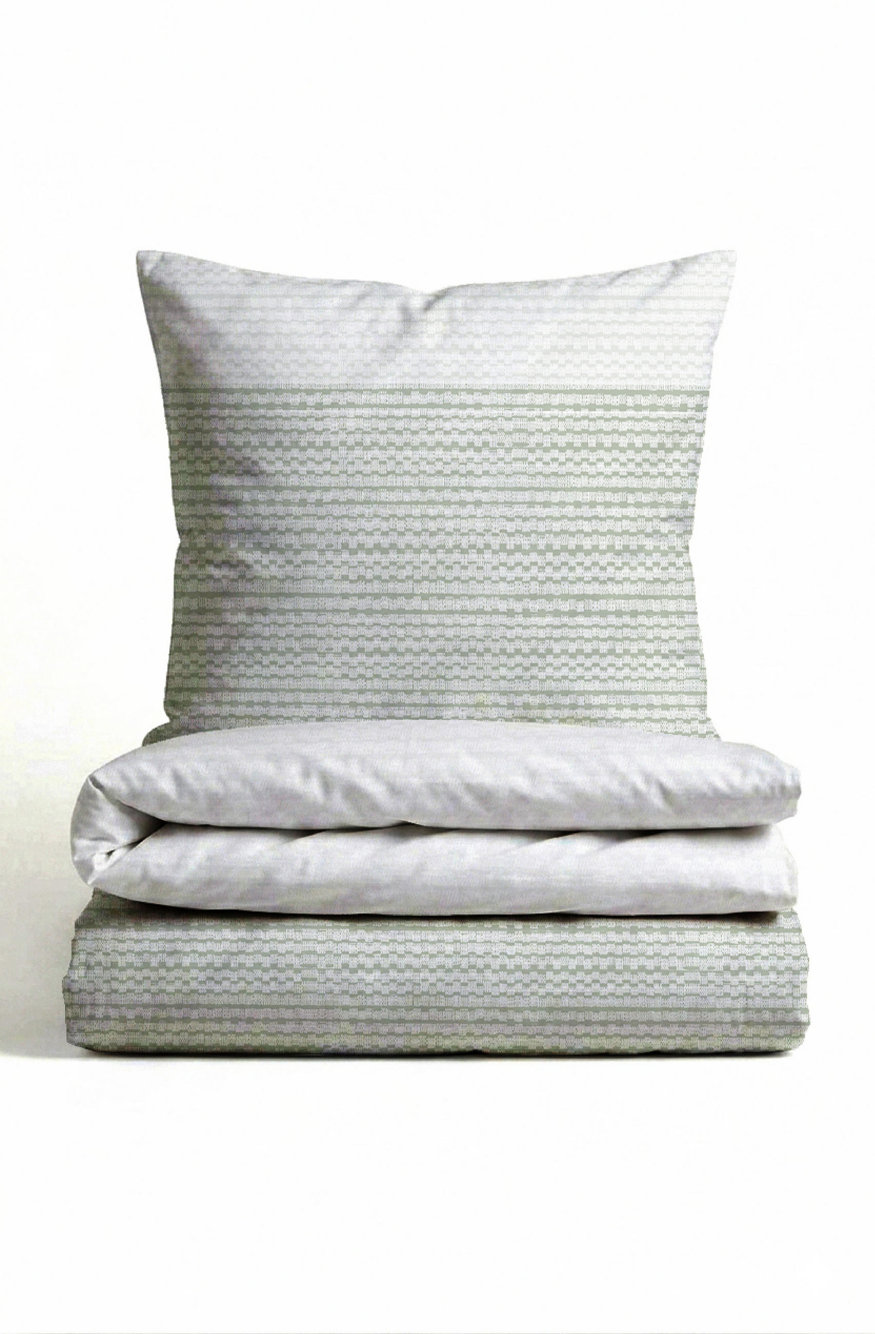 BETTWÄSCHE-GARNITUR Premium Biber Struktur salbei, 135x200 cm + 80x80 cm - Salbeigrün, Textil (135/200cm) - biberna