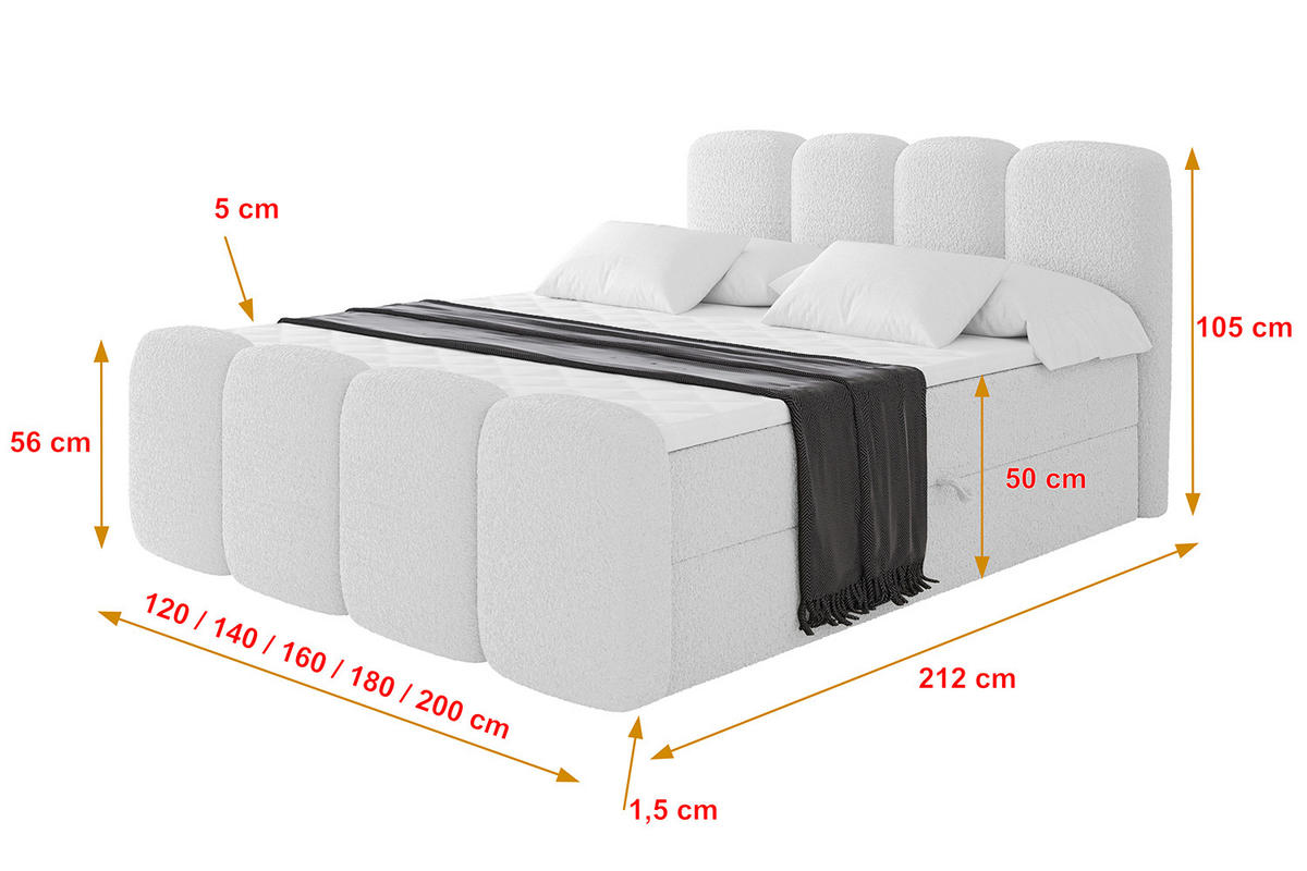 BOXBETT mit Matratze H4 und Lattenrost - NINA-Z - 120x200 cm - Weiß - Weiß, Holzwerkstoff (120/200cm)
