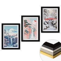 WANDBILDER 3er-Set - 20x30 cm Schwarzer Rahmen - Berglandschaften, Wasserfälle - Schwarz, Kunststoff (20/30cm) - ArtPrintCave