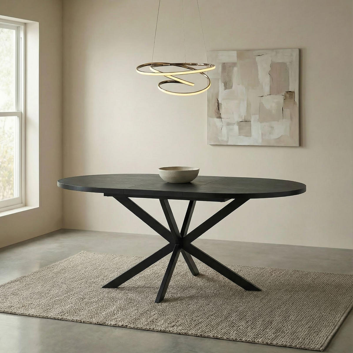 ESSTISCH CHESTER - Schwarz, Holzwerkstoff/Metall (120/120/75cm) - IDIMEX