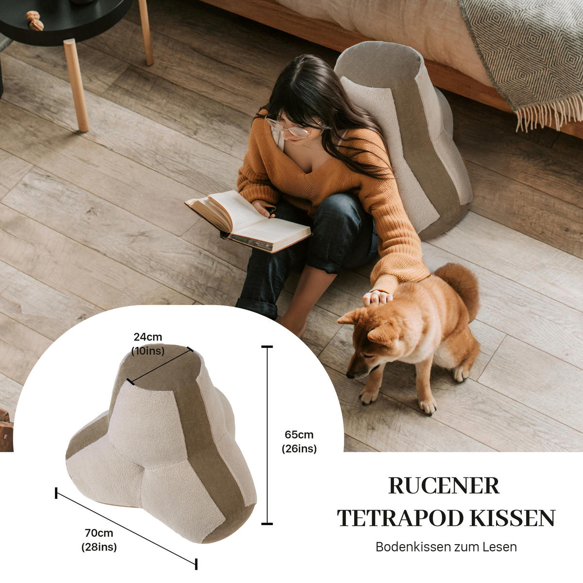 KISSEN Tetrapod Mehrere Funktionen - Hellbraun, Textil (24/70cm) - Vercart
