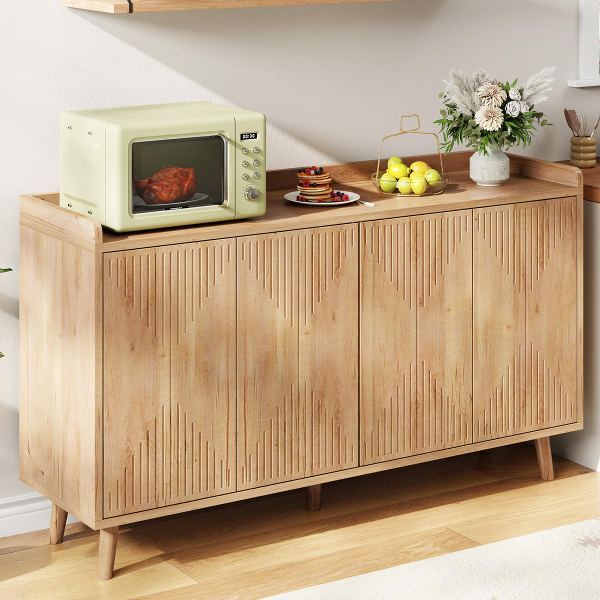 SIDEBOARD DE-38640 140/40/84 cm 4 Türen und verstellbare Böden Natur - Naturfarben, Holzwerkstoff (140/84/40cm) - ComfortXL
