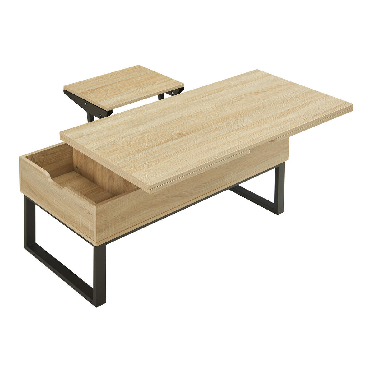 COUCHTISCH Rauli 100/50/47 cm - Eichefarben, Holzwerkstoff/Metall (50/100/47cm) - [en.casa]