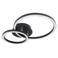 LED DECKENLEUCHTE Schwarz Opal Matt - Schwarz, Metall (42/30/7.5cm) - Globo Lighting