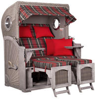 STRANDKORB Düne Koboo Grau Bullaugen - Rot/Braun, Metall (125/170/80cm) - Mr. Deko