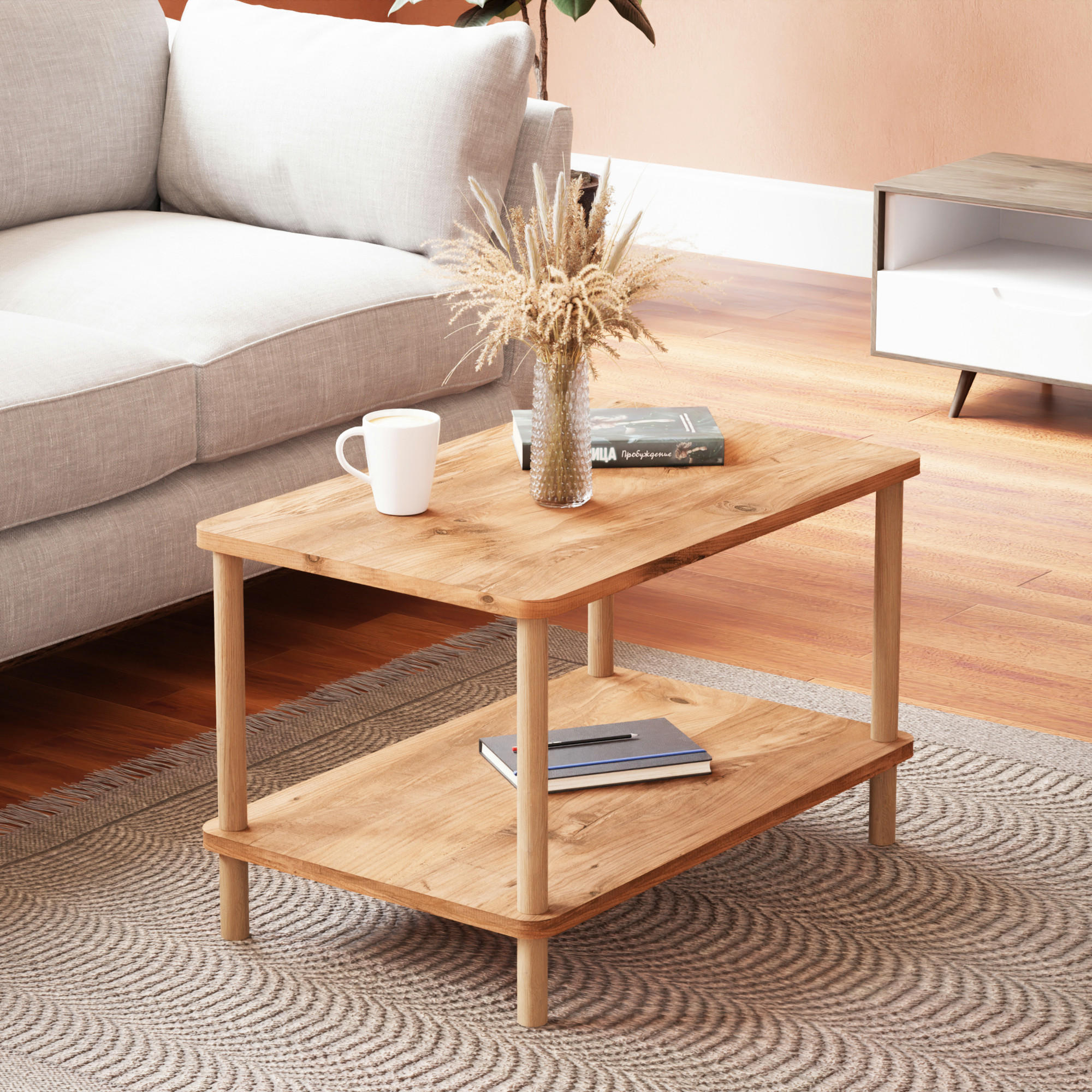 Thumbnail - [en.casa] Couchtisch, Braun, Holzwerkstoff, 70x43x44 cm, Wohnzimmer, Wohnzimmertische, Couchtische