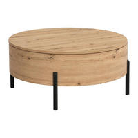 COUCHTISCH mit drehbarer Tischplatte & Stauraum - MDF - Holzfarben - YEMELIA - Naturfarben, Holz (80/80/35.5cm) - Vente-Unique