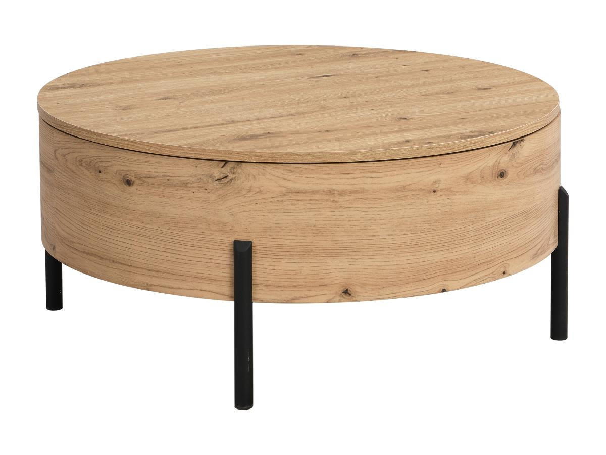 COUCHTISCH mit drehbarer Tischplatte & Stauraum - MDF - Holzfarben - YEMELIA - Naturfarben, Holz (80/80/35.5cm) - Vente-Unique