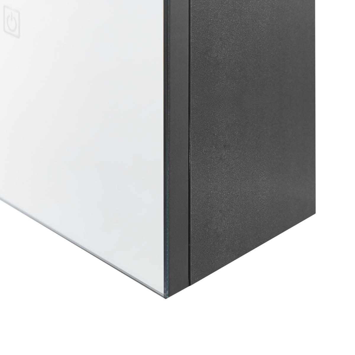 BAD-SPIEGELSCHRANK LED 60/60 cm Schwarz Jaramillo - Silberfarben/Schwarz, Holzwerkstoff (60/60/12cm) - Beliani
