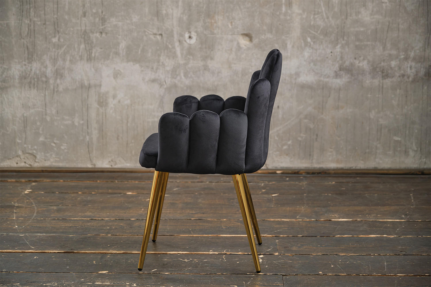 ESSZIMMERSTUHL FREJA Schwarz Velvet - Schwarz, Textil (59/86/55cm) - KAWOLA