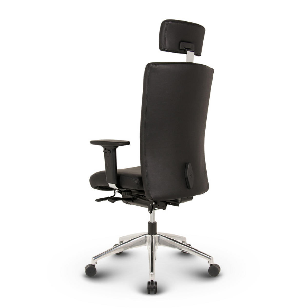 CHEFSESSEL Terox Leder Schwarz - ergonomisch, 150 kg belastbar, Sitzhöhe 54-66cm - Schwarz, Leder/Kunststoff (65/118/60cm) - Versee