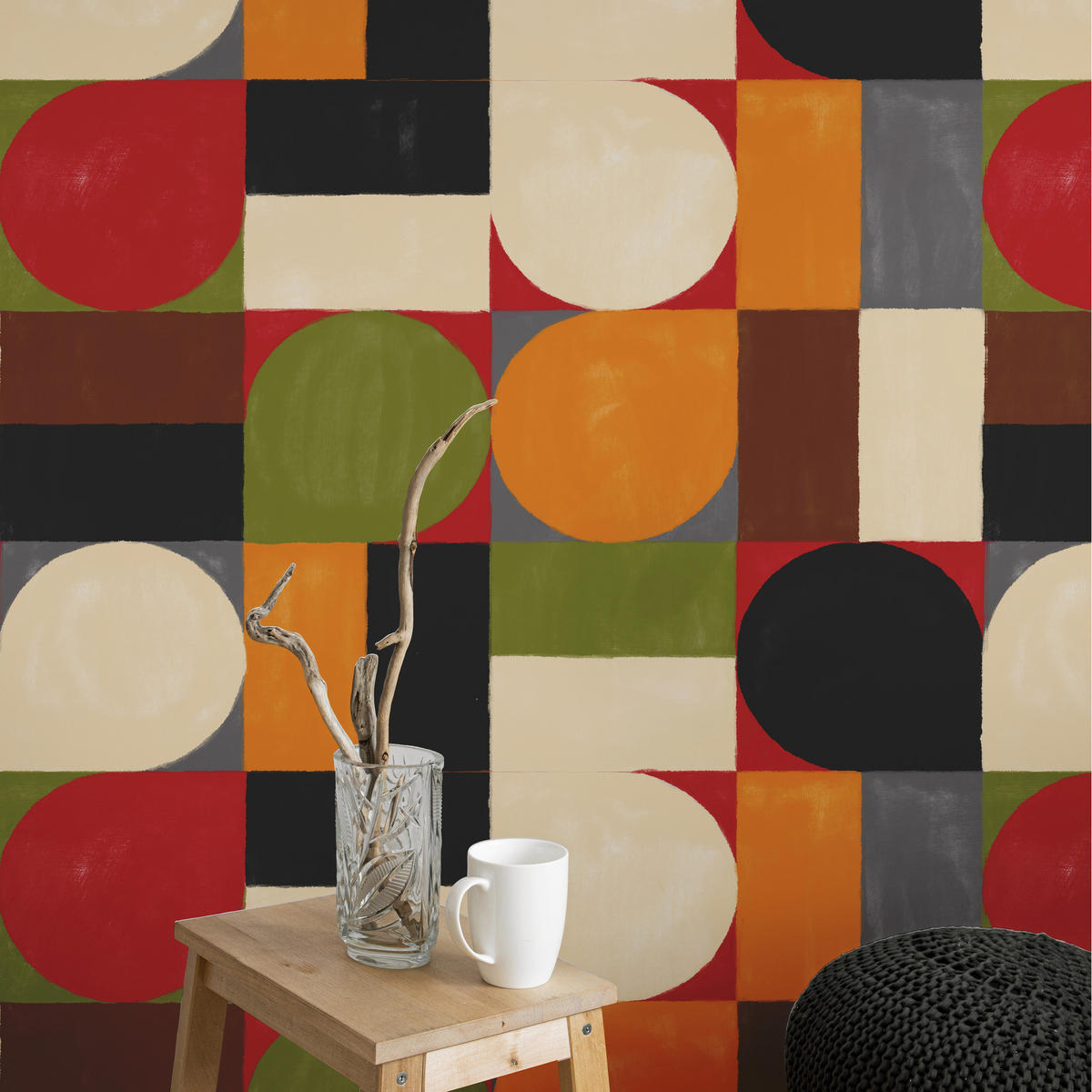 TAPETE Bauhaus aus echtem Papier, 200x280cm, 8 Bögen - Grün, Papier (200/280cm) - WALLPAPERS4BEGINNERS
