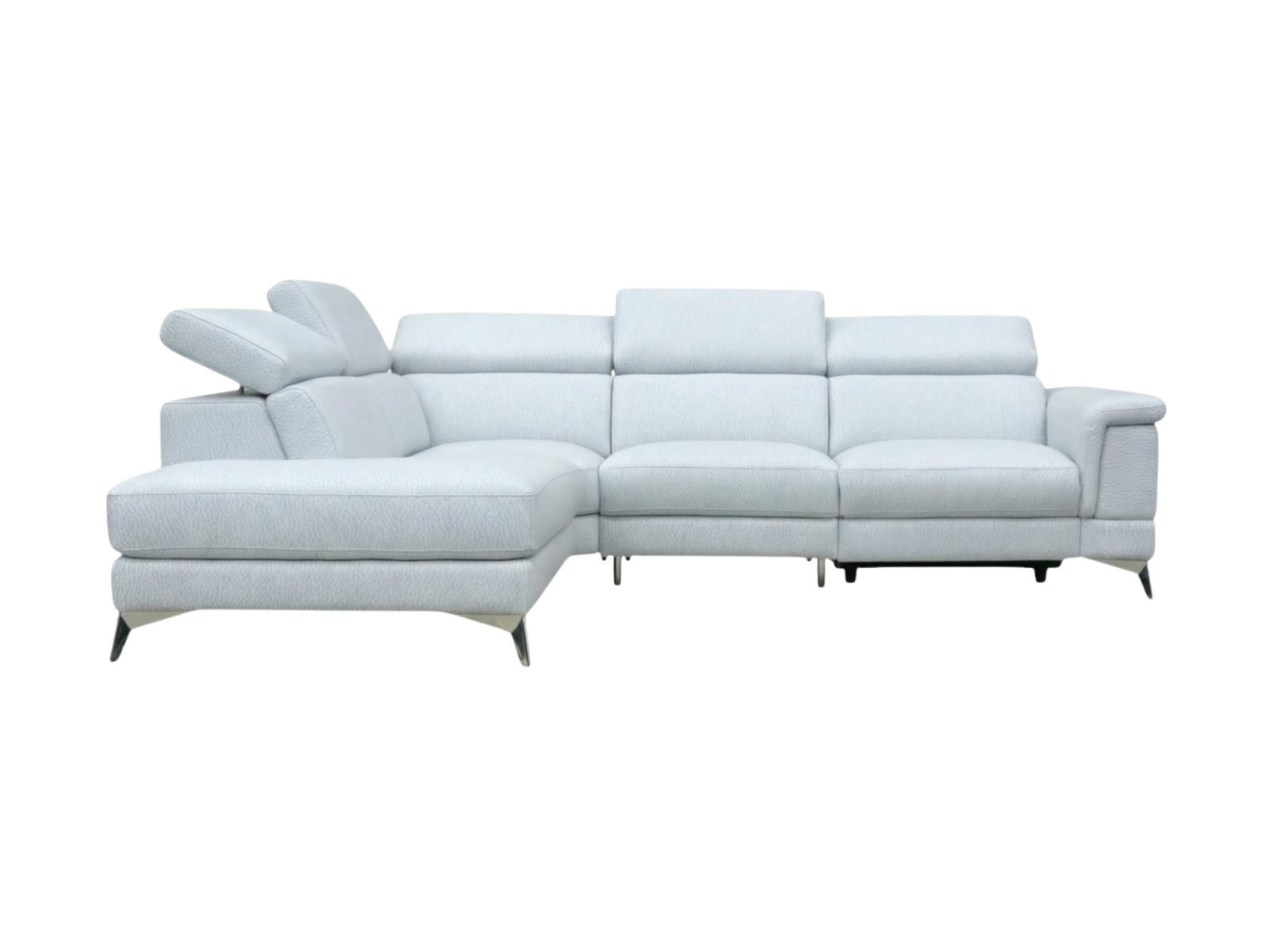 ECKSOFA Planet Echtleder Weiß - Weiß, Leder/Metall (232/256cm)