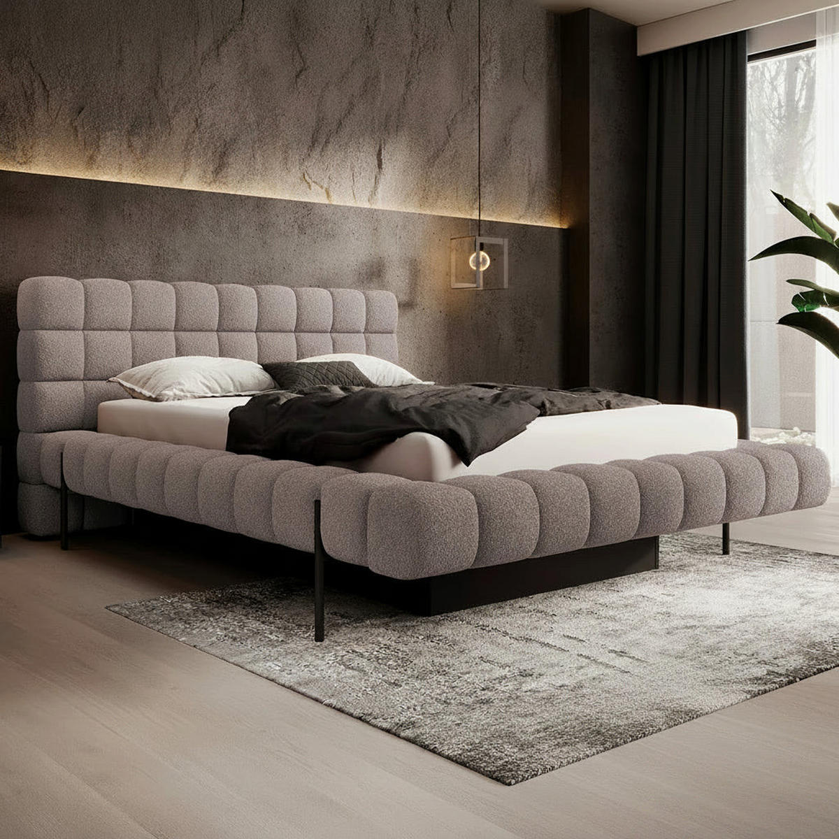 BOXBETT 160/200 Ezio Hellgrau - Grau, Holz (160/200cm) - Petits-meubles