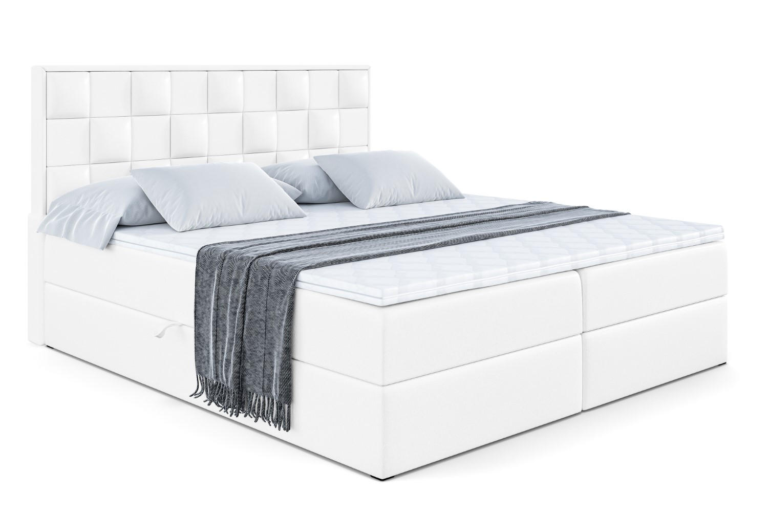 BOXBETT mit H3-Matratze mit Bonellfederung - ZAFIRA-BZ - 160x200 - Weiß Kunster - Weiß, Holzwerkstoff (160/200cm) - ALTDECOR