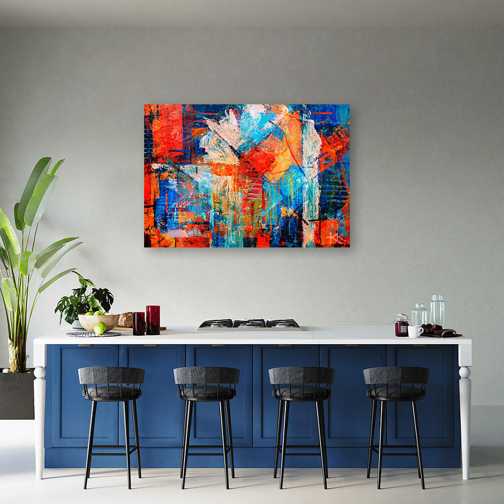 BILD Bunte Handgemalt Abstrakt 3D 100x70cm - Multicolor, Textil (100/70cm) - Feeby