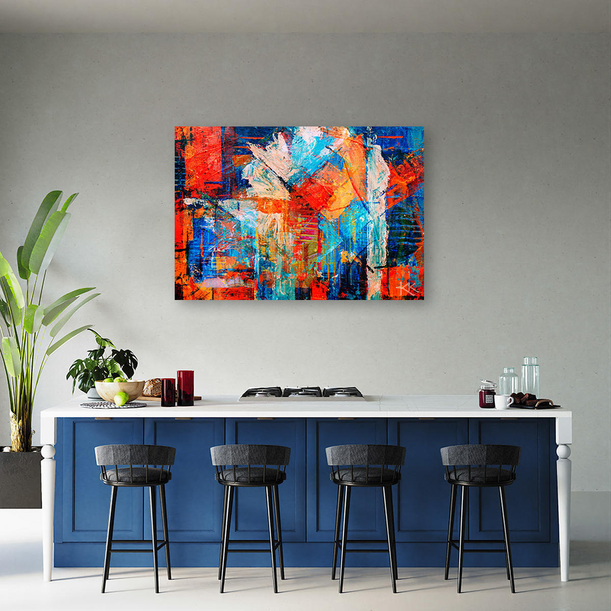 BILD Bunte Handgemalt Abstrakt 3D - Multicolor, Textil (120/80cm) - Feeby