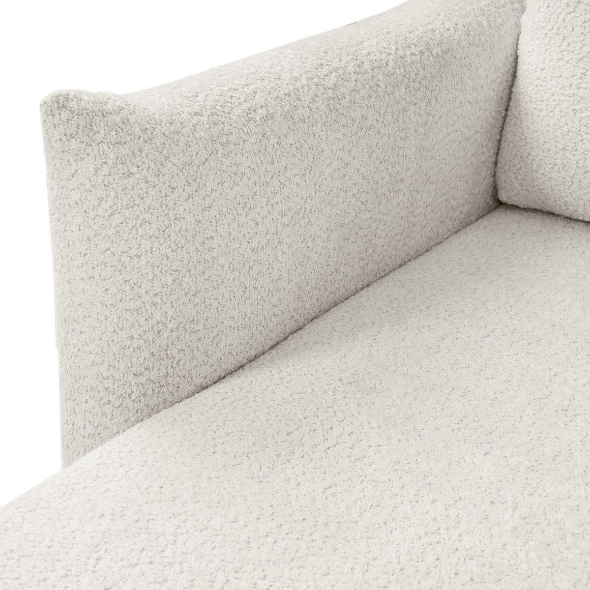 ECKSOFA UNO Creme Plüsch-Stoff mit Schlaffunktion - Creme, Holz (257/171cm) - MASSENO