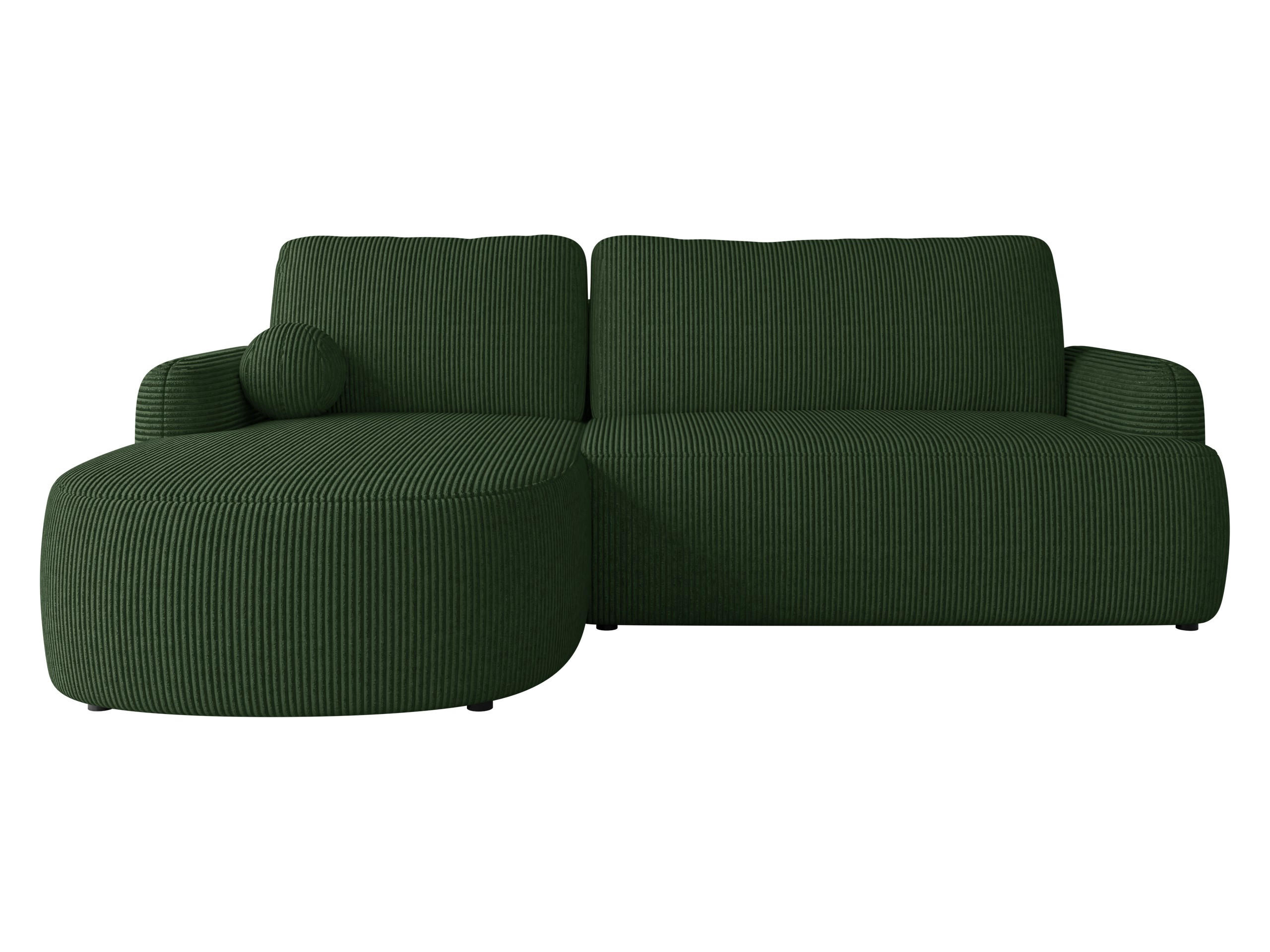 ECKSOFA Loridu Cord, Seite: Links - Dunkelgrün/Schwarz, Holz/Kunststoff (250/174cm) - MIRJAN24
