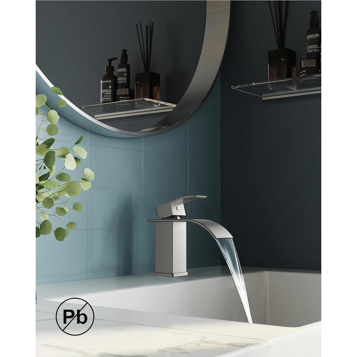 WASCHTISCHARMATUR Wasserfall gebürstet 80 mm - Silberfarben, Metall (12.7/7.5/14.2cm)