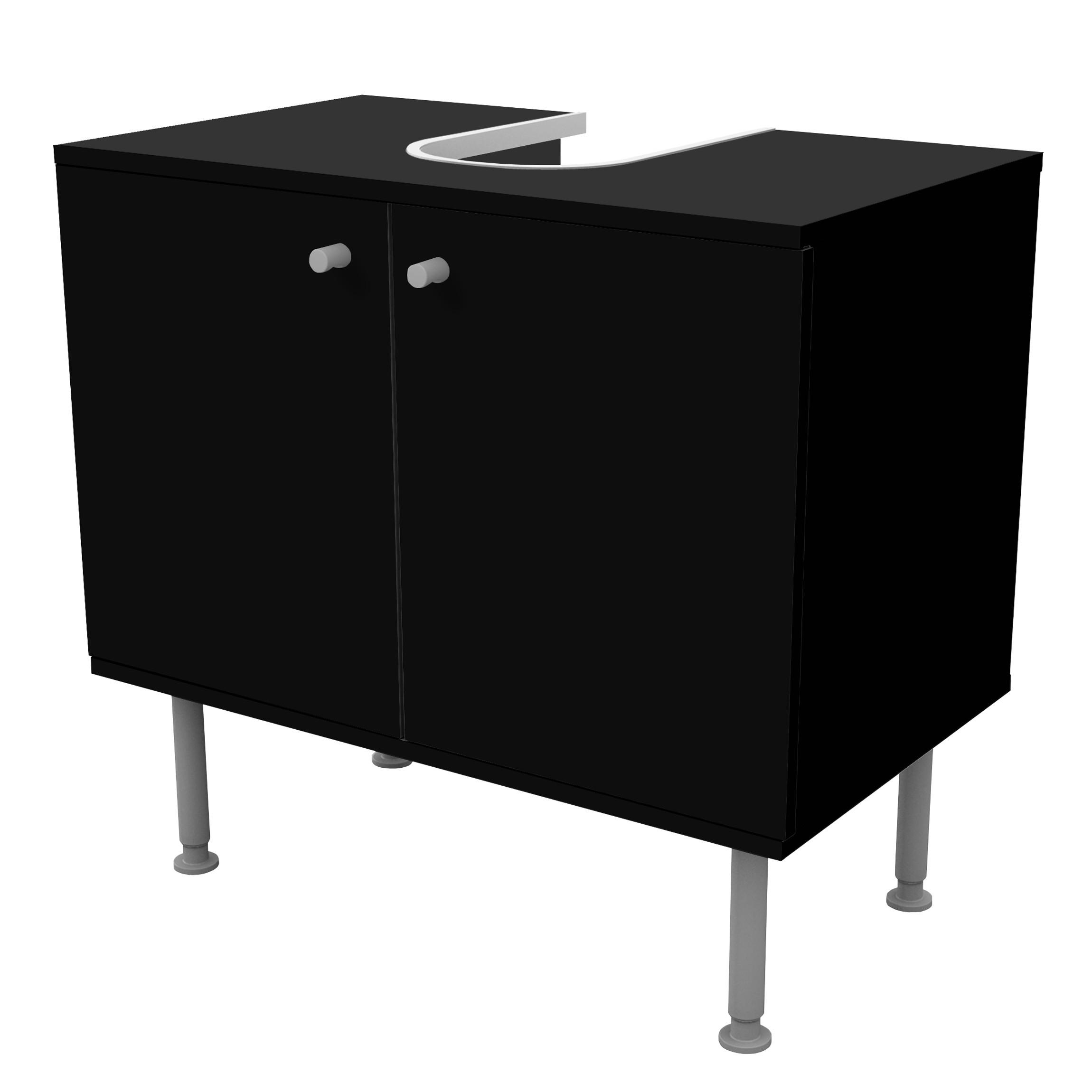 WASCHBECKENUNTERSCHRANK Tiefschwarz 60/55/35 cm - Schwarz, Holzwerkstoff (60/55/35cm) - Bilderwelten