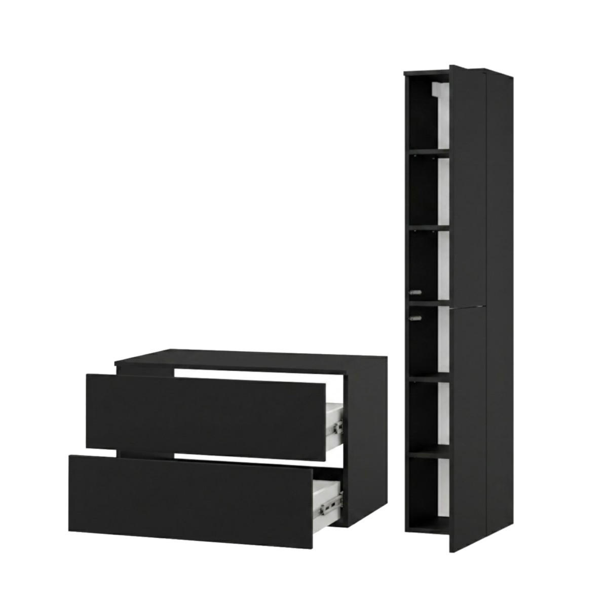 BADMÖBEL-SET Color Schwarz 2-Teilig (2S 80 + 2D 160) - Schwarz, Holzwerkstoff (110/160/45cm) - mzm24
