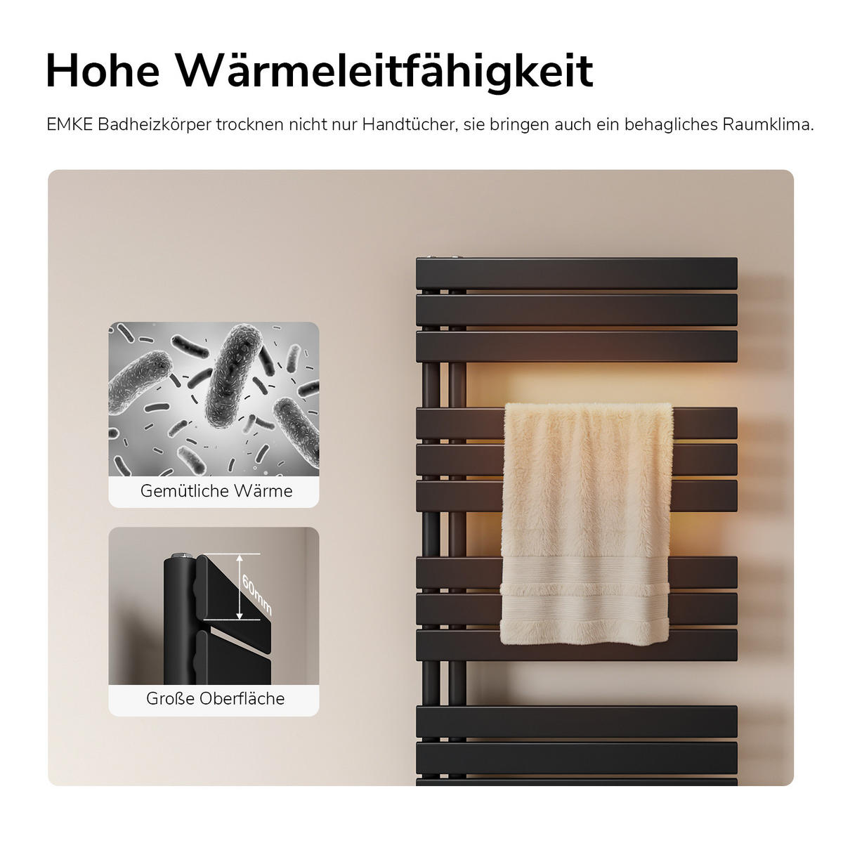 HEIZKÖRPER wasserführend Schwarz 159,9/60/5,9 cm - Schwarz, Metall (60/159.9/5.9cm) - EMKE