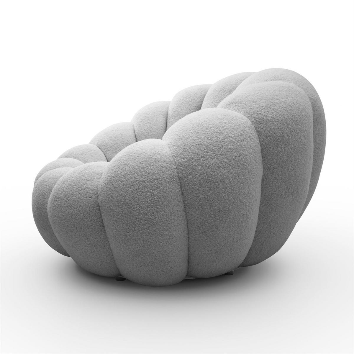 DREHSESSEL FLUFFY mit Fußstütze - Grau, Textil (95/60/95cm) - Lookway