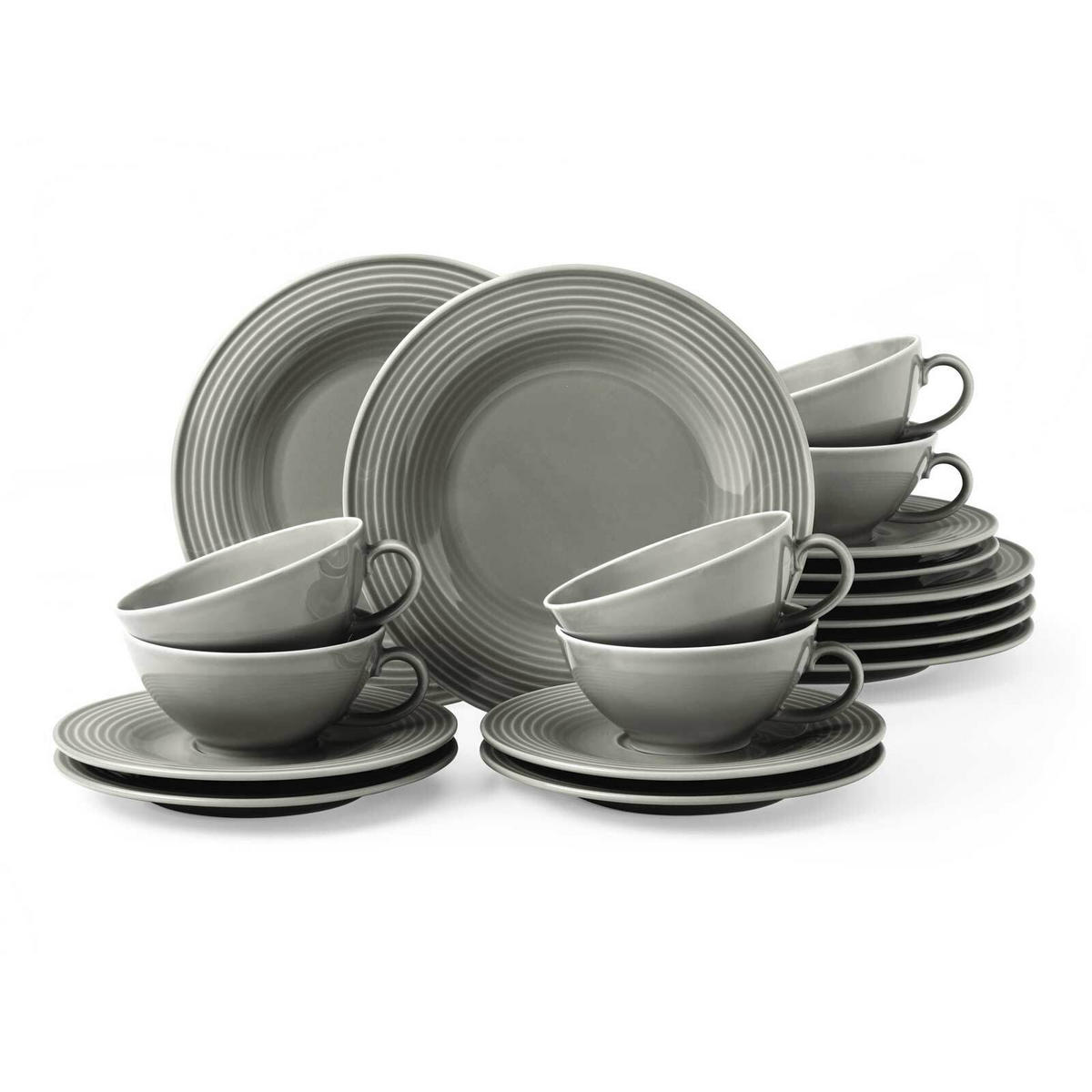 TEESERVICE Beat Color Glaze Perlgrau 18er Set - Grau, Keramik (1/1/1cm) - Seltmann Weiden