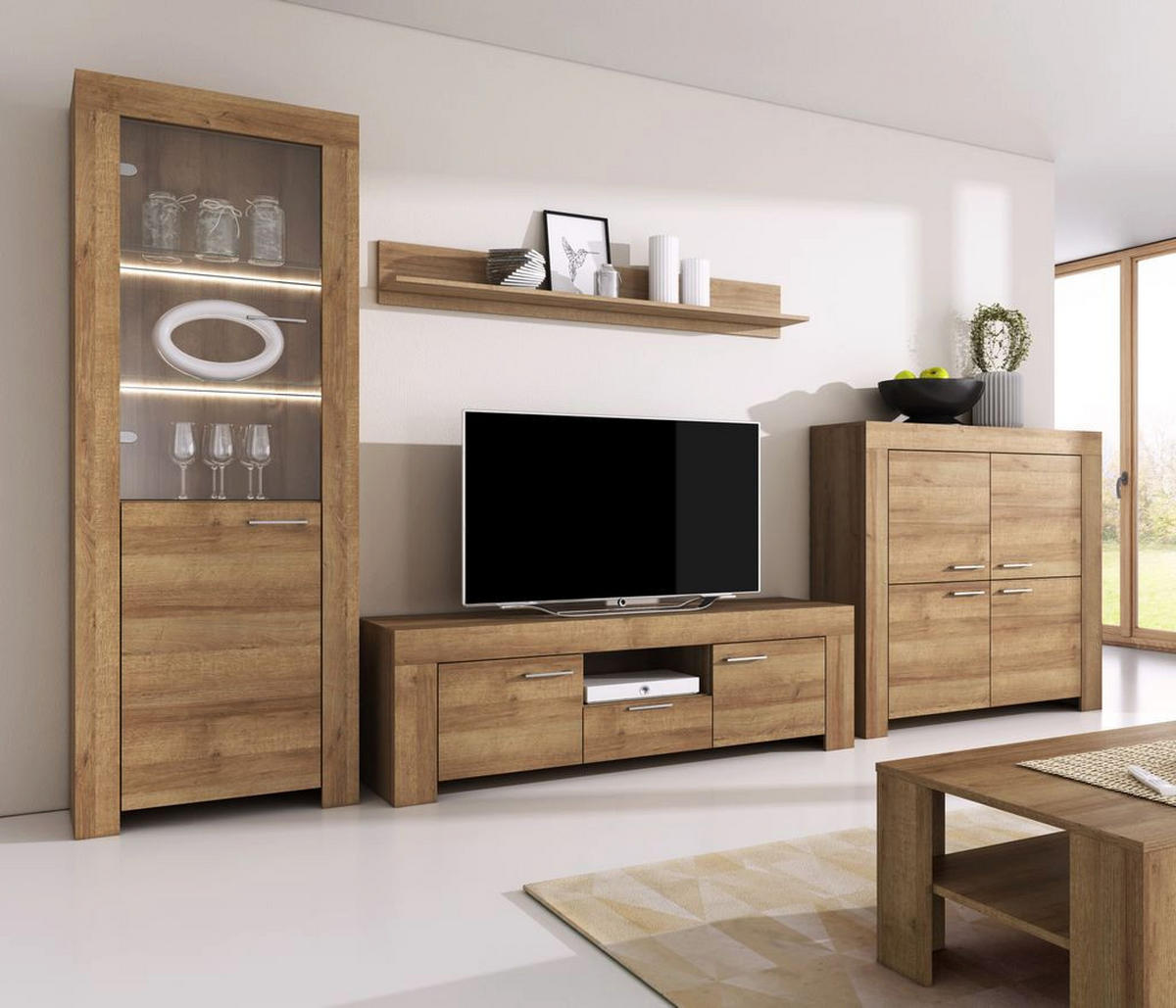 WOHNZIMMER Set 6-tlg. – Sky – Eichefarben - Eichefarben, Holzwerkstoff (103/38/63cm) - hi-markt