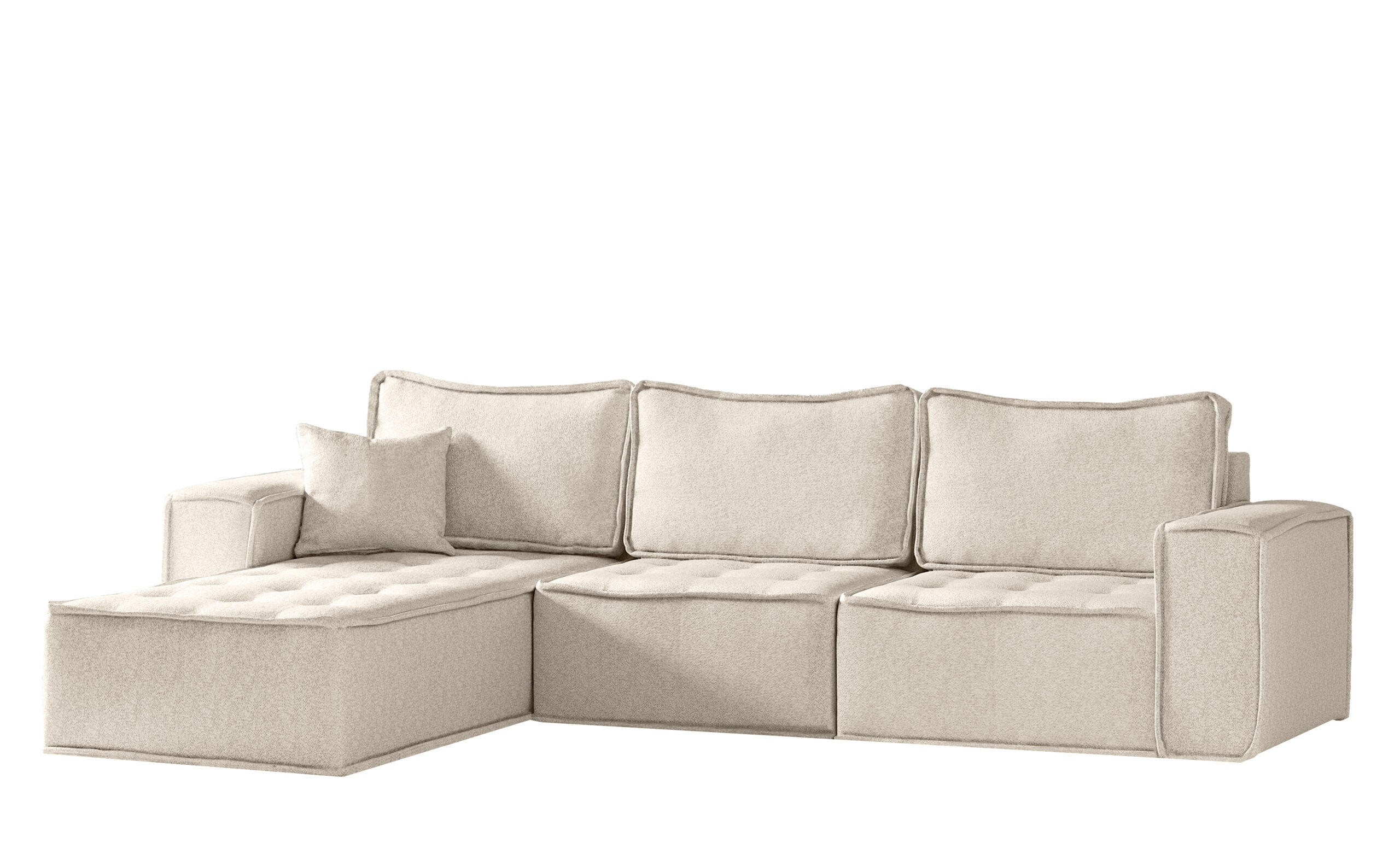 ECKSOFA L-förmige Bohoo-Maxi Hellbeige Links - Ecru, Holz (192/292cm) - Kaiser Möbel