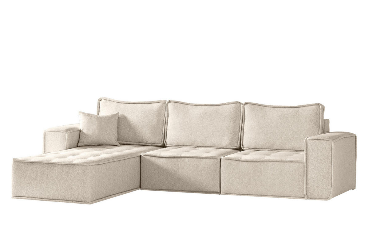 ECKSOFA L-förmige Bohoo-Maxi Hellbeige Links - Ecru, Holz (192/292cm) - Kaiser Möbel