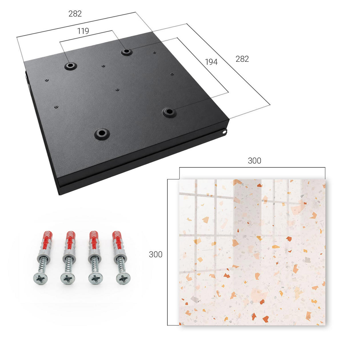 SCHLÜSSELBOX Schwarz 30x30 cm- Türöffnung nach rechts - Elegantes Mosaik - Beige, Metall (30/30/5cm) - TULUP