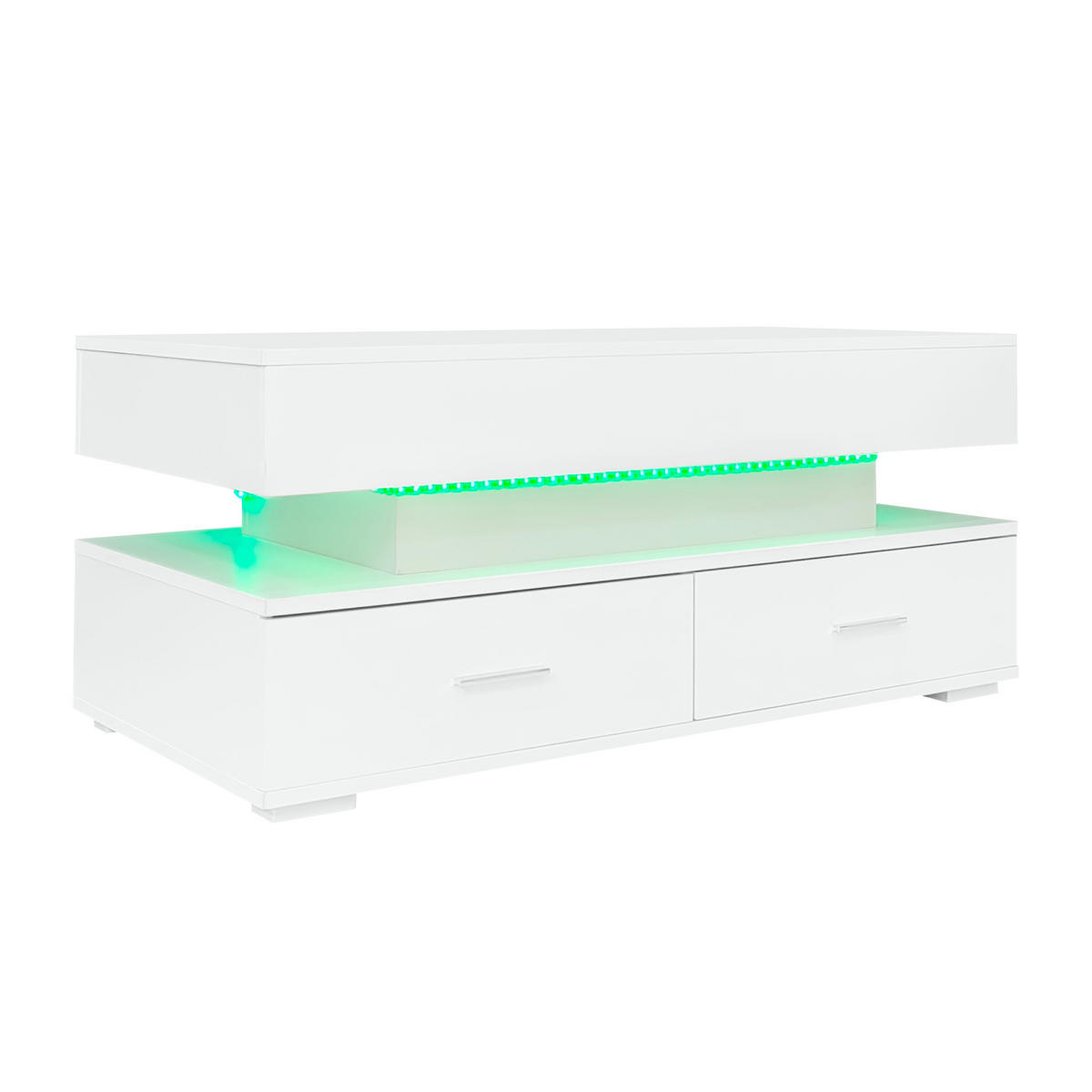 COUCHTISCH höhenverstellbar Weiß mit LED 100/50/44 cm - Weiß, Holzwerkstoff (100/50/44cm)
