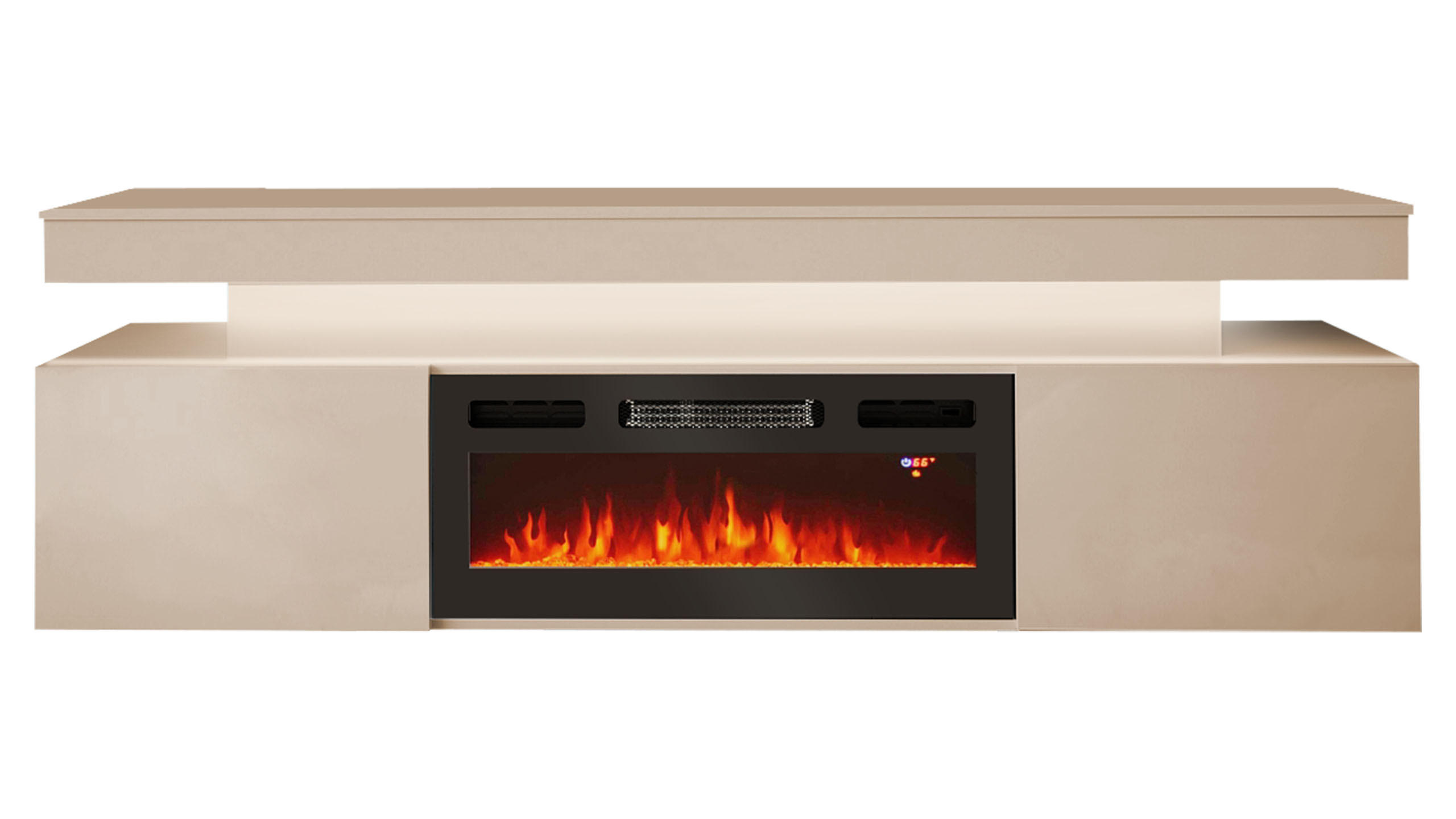 TV-LOWBOARD EF 2D Glossa Bis mit Kamin - Sandfarben, Holzwerkstoff/Kunststoff (190/59/41cm) - MIRJAN24