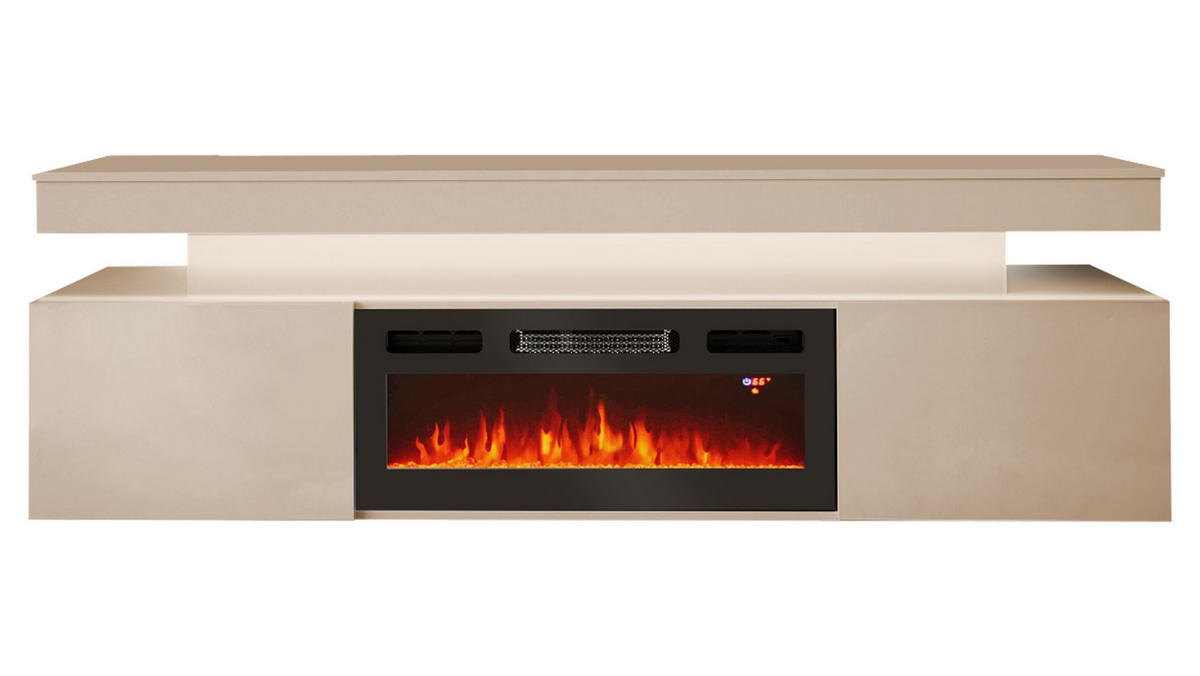 TV-LOWBOARD EF 2D Glossa Bis mit Kamin - Sandfarben, Holzwerkstoff/Kunststoff (190/59/41cm) - MIRJAN24