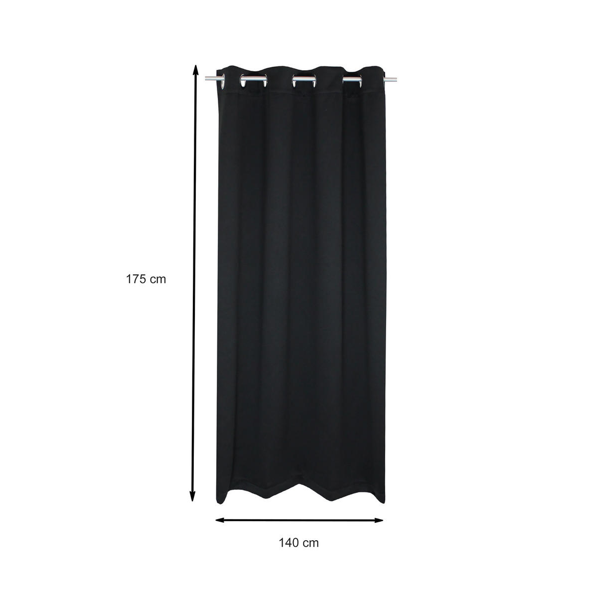 VERDUNKELUNGSVORHANG Ösen 140/175 cm Schwarz - Schwarz, Textil (140/175cm) - TiborTex