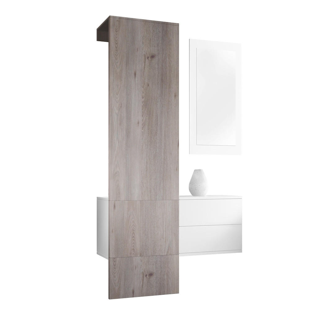 GARDEROBE Carlton Paneel in Eiche Nordic - Silbereichenfarben, Holzwerkstoff (105/193/35cm) - Vladon