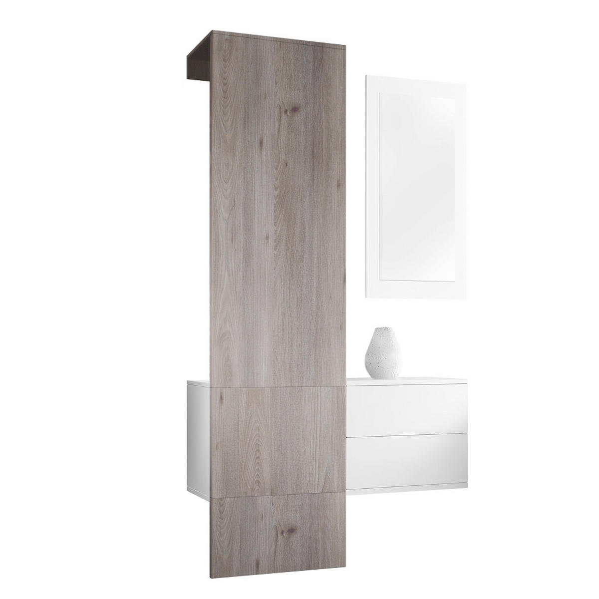 GARDEROBE Carlton Paneel in Eiche Nordic - Silbereichenfarben, Holzwerkstoff (105/193/35cm) - Vladon