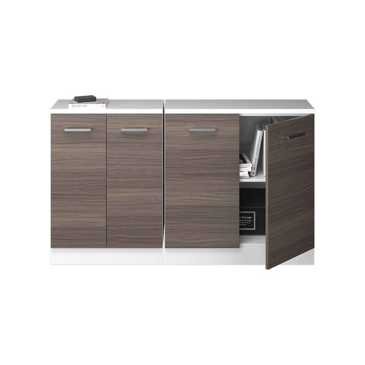 KUHINJSKI ORMAR ZA KOSINE KROVA R-Line Plemenita Siva 140 cm Set od 2 korpusa ormara, dubina 60 cm - bijela/siva, drvni materijal (140/83.8/60cm) - Vicco