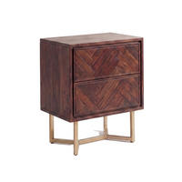 NACHTKONSOLE ORBIGO, Akazie Massivholz, Dunkelbraun, 45 x 40 x 57 cm - Goldfarben/Braun, Holz/Metall (45/57/40cm) - KADIMA DESIGN