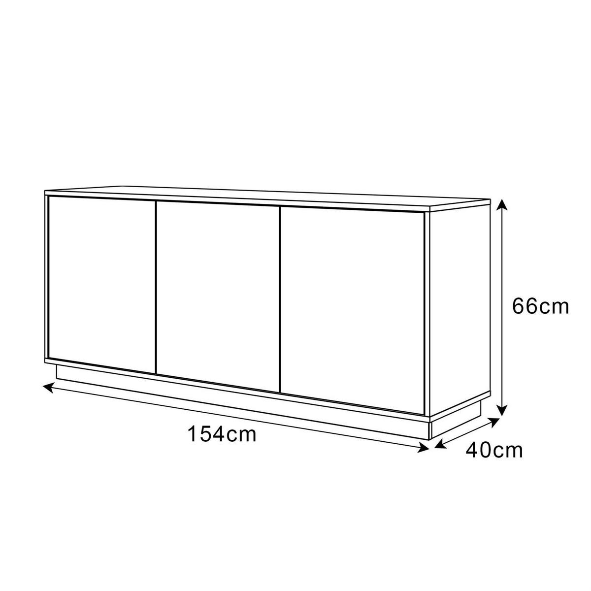 SIDEBOARD SANAYI auf Sockel Hochglanz Weiß - Weiß Hochglanz/Weiß, Holzwerkstoff (154/66/40cm) - Lookway