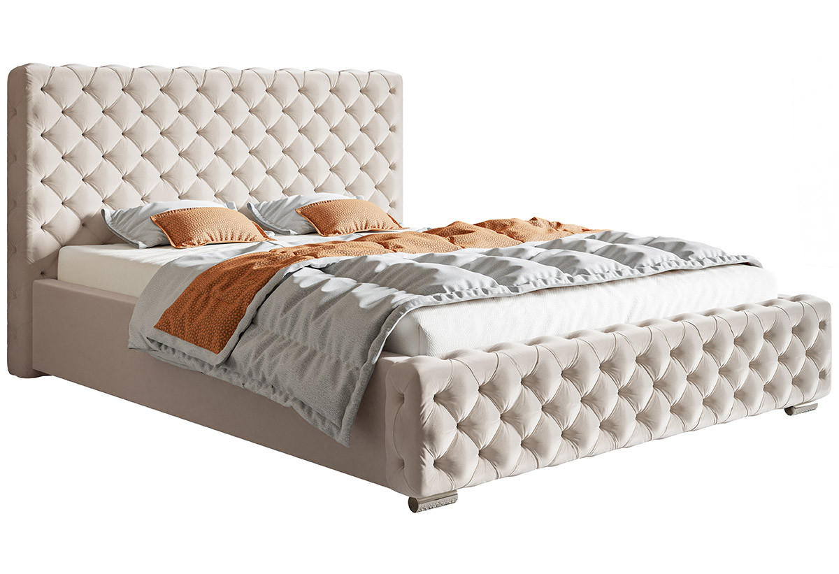 BETT Beige BEN 12 Glamour Stil 180x200 cm - Beige, Textil (180/200cm) - Sepro Meble