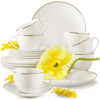 KAFFEESERVICE AD BELLA, 6 Personen, 18-tlg - Ecru/Goldfarben, Keramik (20/8/20cm) - KONSIMO®