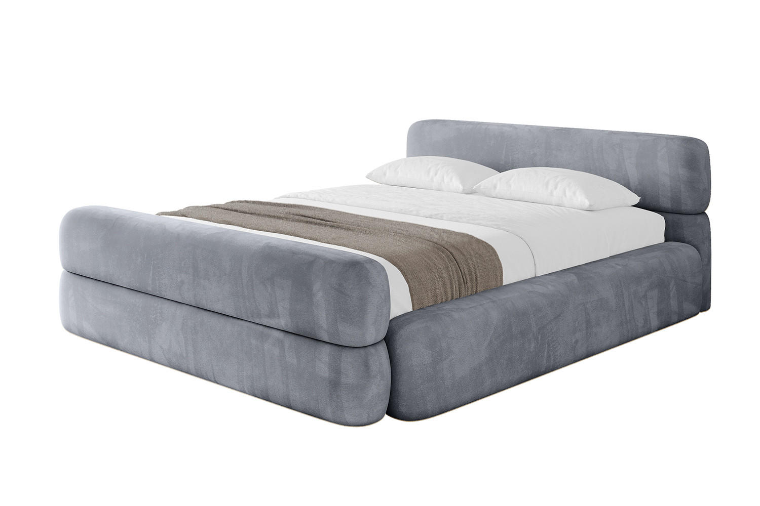 POLSTERBETT mit Bettkasten, Fußteil und Lattenrost, Boxbett ohne Matratze - ENORA-Z-V1 180x200 Grau - Grau, Holzwerkstoff/Textil (180/200cm) - ALTDECOR